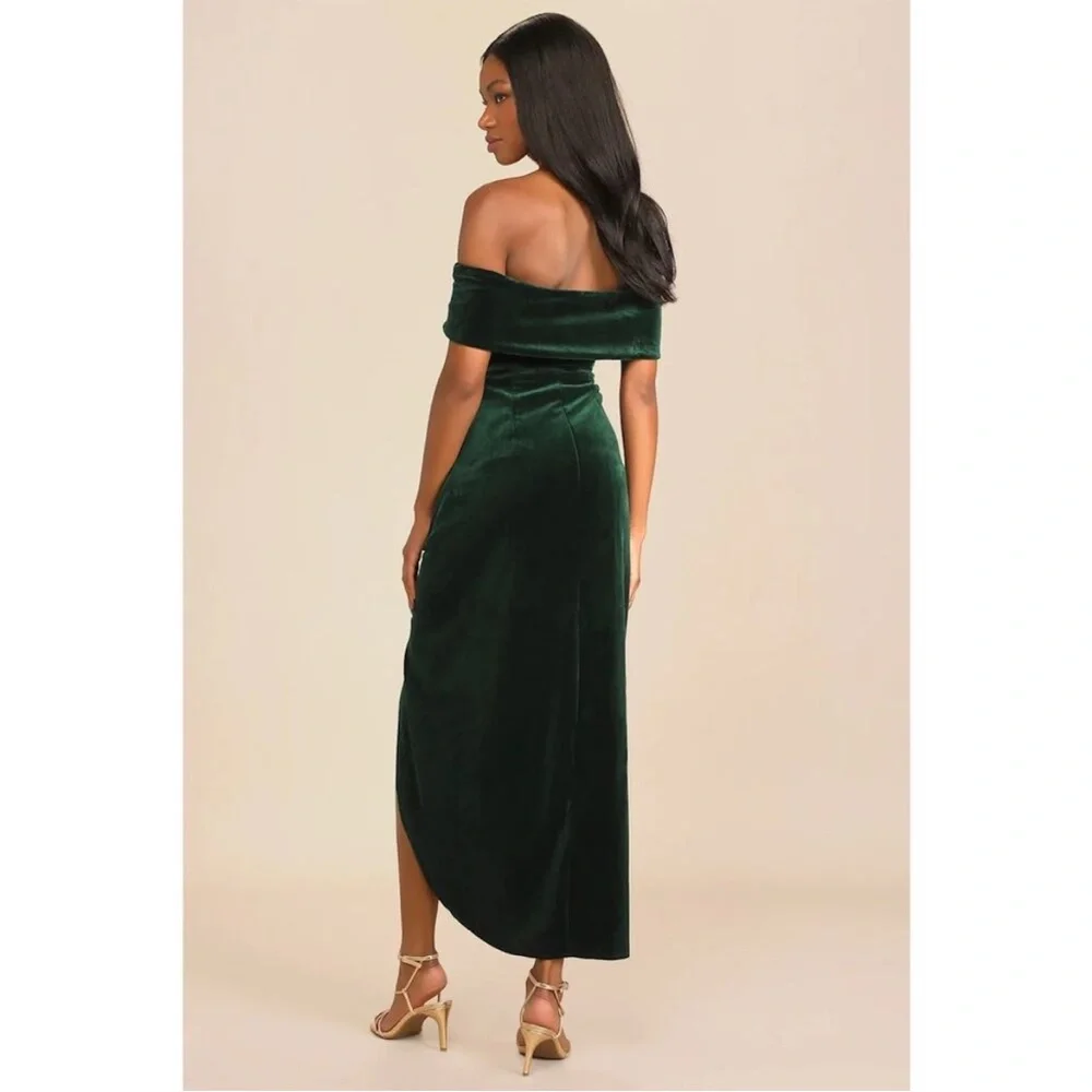 Lulu's Strapless Green Velvet Dress - Picture 3 of 8